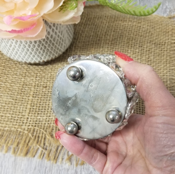 Silver Crystal Beaded Candle Holder - Picture 3 of 6